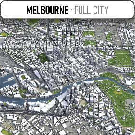 Melbourne - city and surroundings 3D